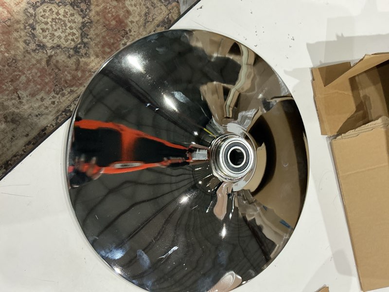 Condition photo showing As Is for premium 45mm dance pole top dome - removable, suction cup design