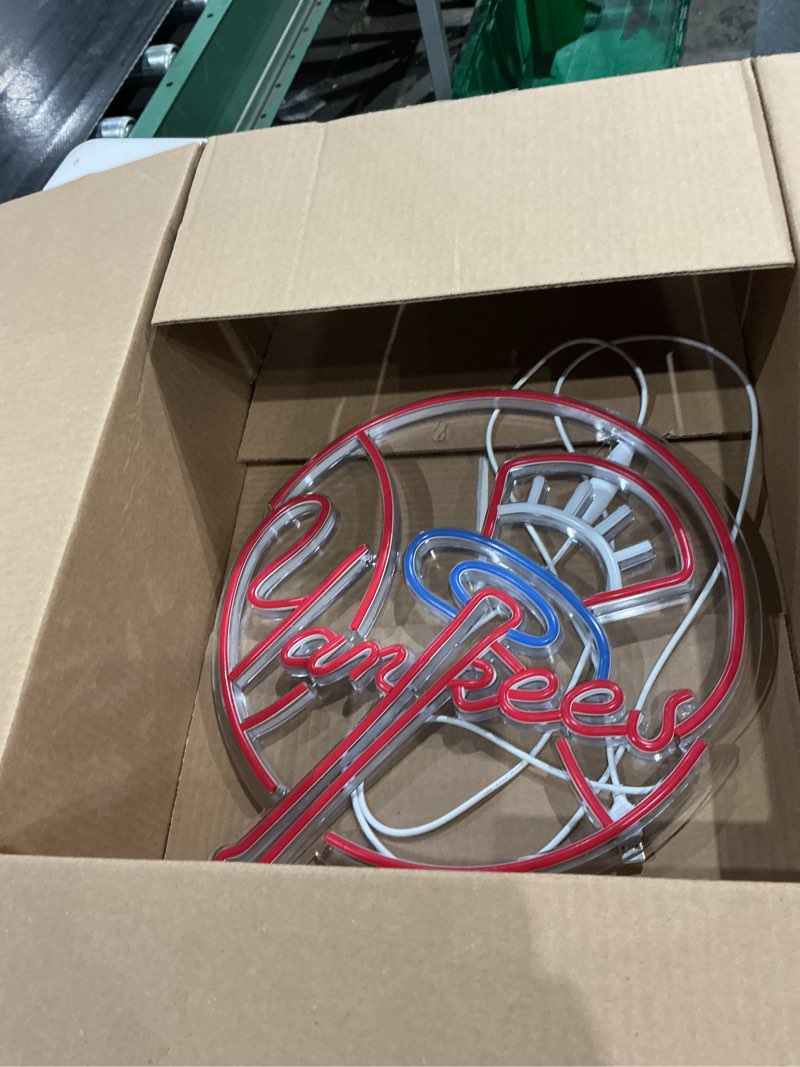 Condition photo showing As Is for ahlove yankees neon signs for wall decor?baseball team neon lights for bedroom?led signs suitable for man cave?5v power adapter?birthday?christmas gifts for boys 13 * 15inch(red+blue+white)