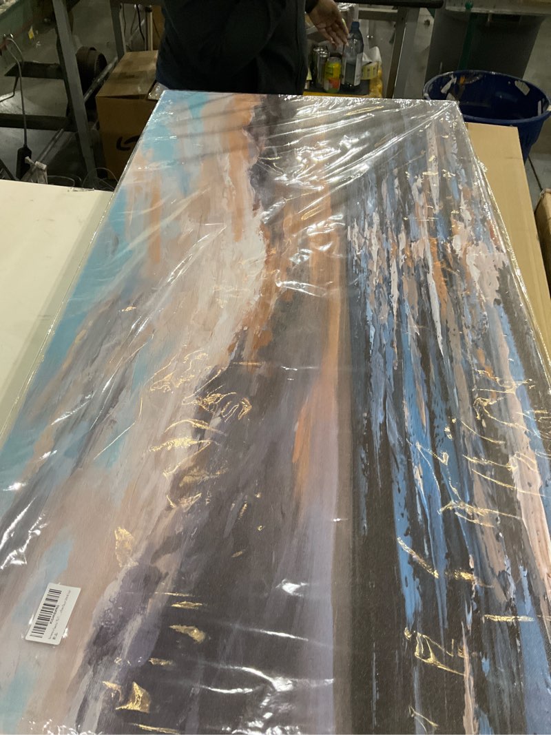 Condition photo showing New/Like New for Belmrxne Coastal Wall Art Bule and Black Wall Decor Abstract Landscape Artwork Aesthetic Canvas Painting for Living Room Bedroom Dining Room Office Home Decor 24x48 Inch 24"x48" Bule