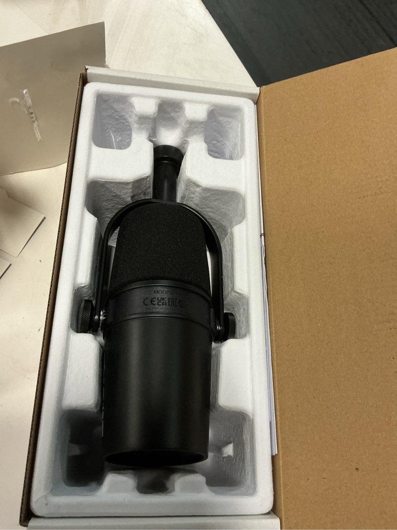 Condition photo showing Good Condition for shure mv7x microphone - xlr only pro quality dynamic mic for podcasting & vocal recording, voice-isolating technology, all metal construction, mic stand compatible, optimized frequency - black