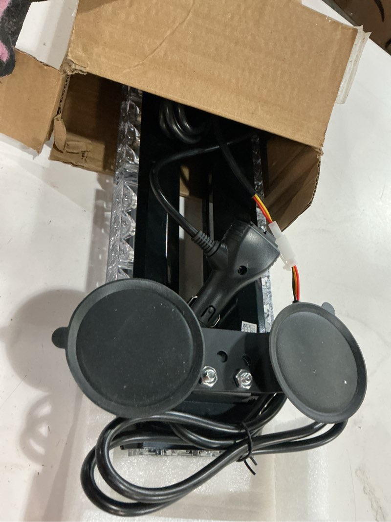 Condition photo showing As Is for 26.5" red blue 54 led rooftop beacon light bar for police cops firefighter vehicles work truck cars emergency warning flashing ems first responder pov strobe light traffic advisor with magnetic 26.5" 54led red/blue