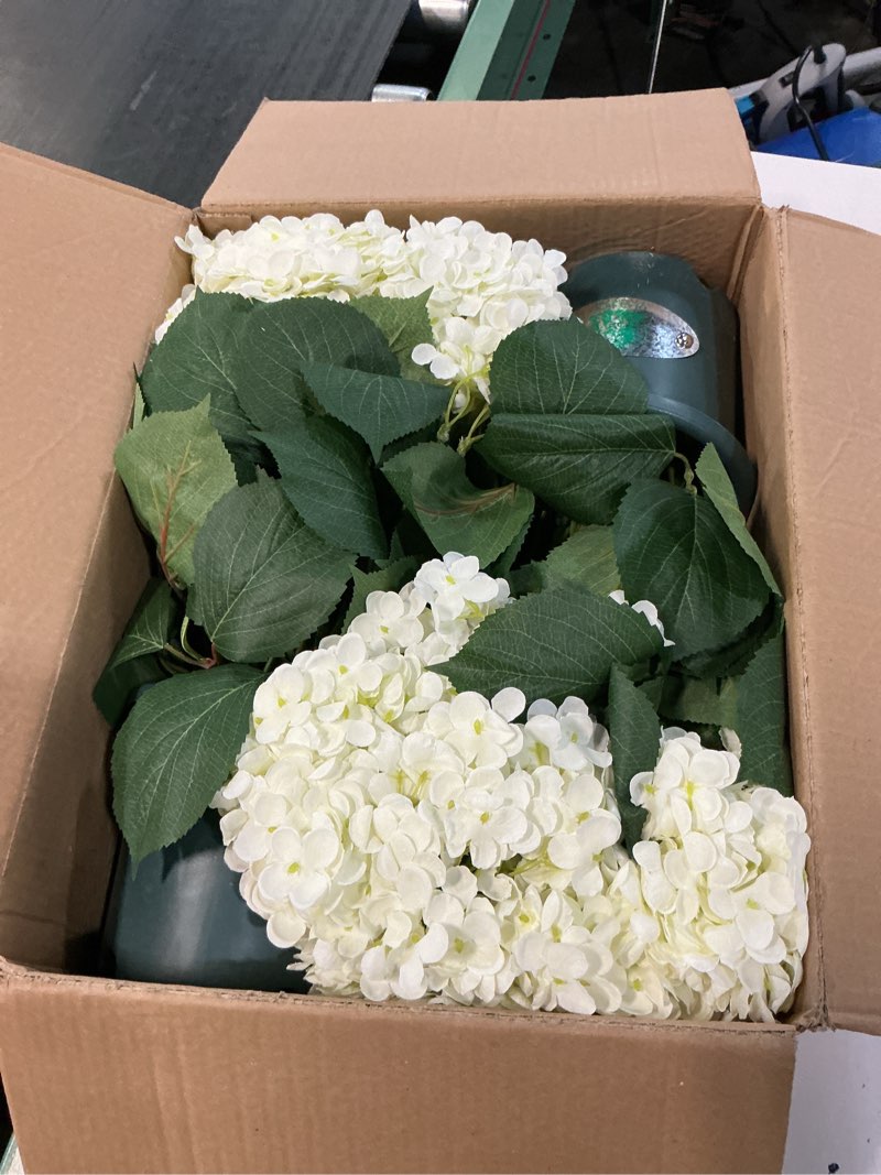 Condition photo showing Good Condition for artificial hydrangea bush – 20 inch potted faux hydrangea plant, uv resistant outdoor hydrangea artificial plants for front porch, garden, patio & indoor decor white