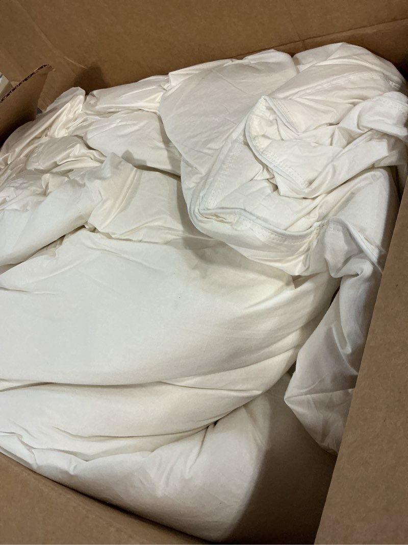 Condition photo showing As Is for goose feather down fiber comforter oversized king - 100% organic cotton shell all season duvet insert, medium warmth hotel luxury bedding comforter(120x98 inch, white) year-round oversized king