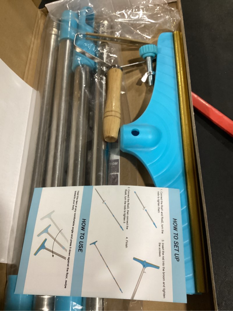 Condition photo showing New/Like New for carpet rake for pet hair removal - reusable pet hair remover, 60” adjustable long handle cat dog carpet rake scraper with patented design, dog hair rake brush for rugs, mats 60” blue