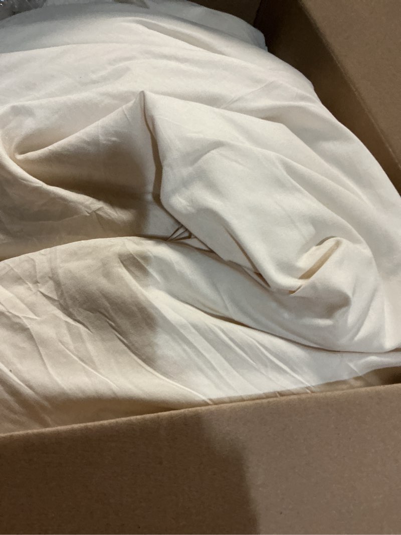 Condition photo showing As Is for bedsure queen comforter set, cream soft prewashed bedding for all seasons, 3 pieces gentlesoft™ bed set, 1 lightweight comforter (90"x90") and 2 pillowcases (20"x26") queen(90"x90") 06 - cream