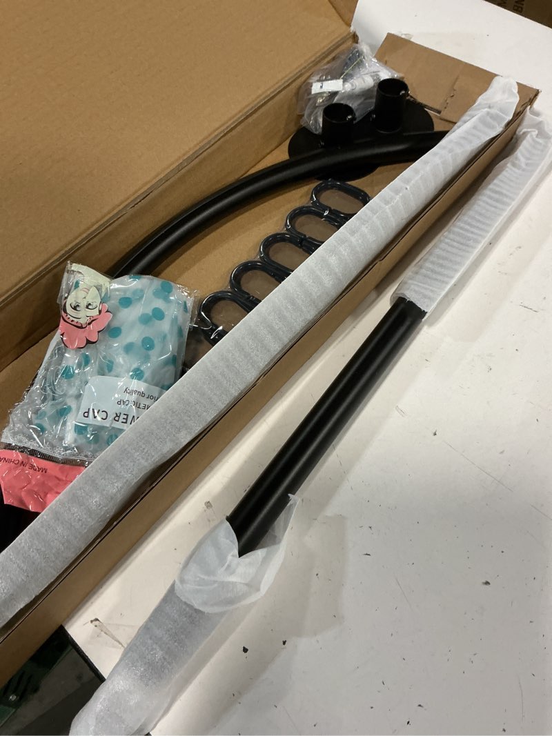 Condition photo showing Good Condition for adjustable corner shower curtain rod, stretchable stainless steel l shaped shower curtain rail, curved bowed shower curtain pole, drill or no drill, for bathroo(size:c 90-130cm x 90-130cm,color:black) c 90-130cm x 90-130cm black