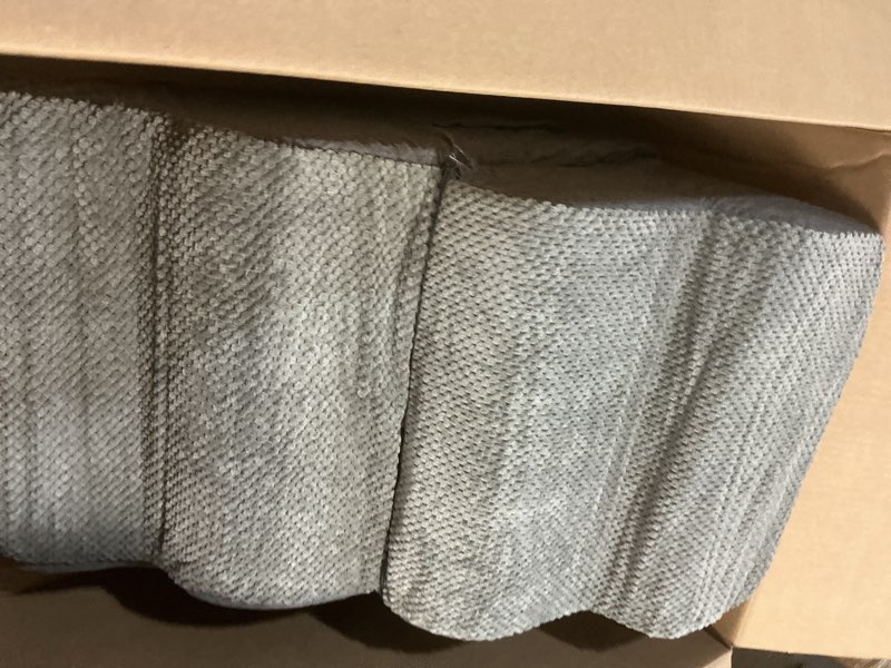 Condition photo showing As Is for dog stairs 4 steps for small dogs and cats to get on high beds, couch or car, pets can climb, sit, lie down or perch to look out windows on the spliceable ramp, provides support, grey?19" h? fleece dark grey 4-steps