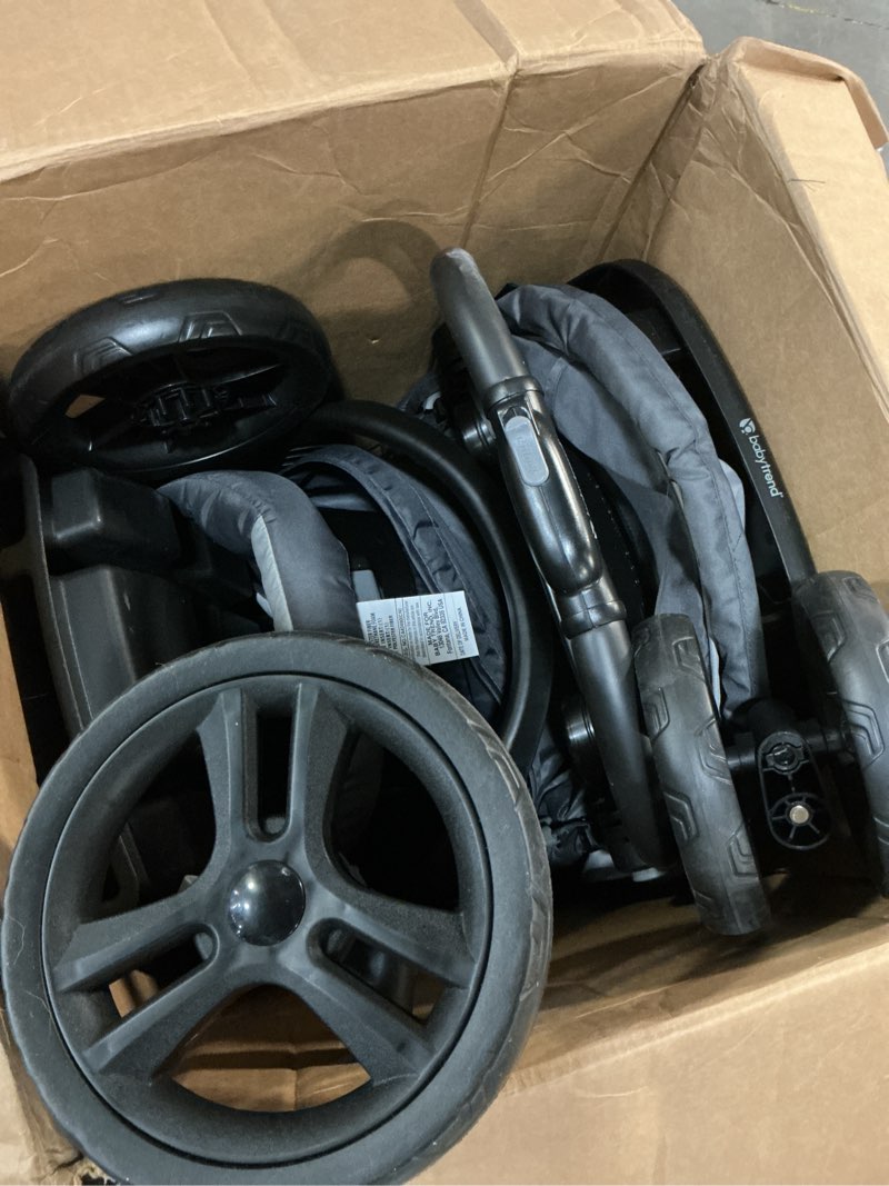 Condition photo showing As Is for baby trend stroller and ez-lift infant car seat, ez ride travel system, dash grey ez ride dash grey