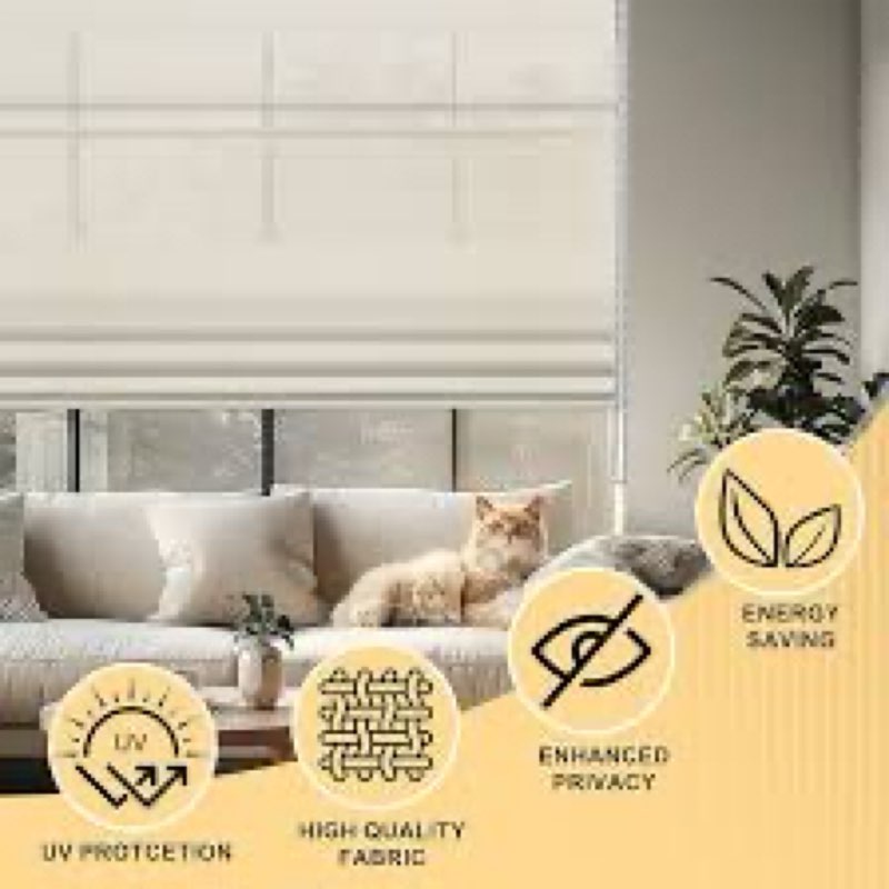 Atxbyoh Cordless Light Filtering Roman Shades for Indoor Windows, Bedroom, Nursery, Home, Office, Ro
