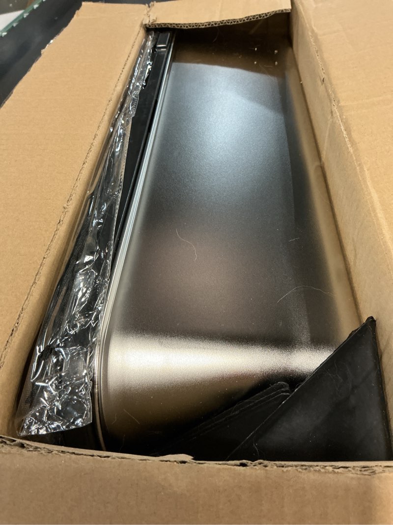 Condition photo showing As Is for Tevila Extra Large Stainless Steel Litter Box with Lid, High Sided Enclosed Metal Cat Litter Pan, Dog Proof Front Entry Top Exit, Odor Control Easy Clean Leak Proof, Includes Mat, Scoop & Step, Black