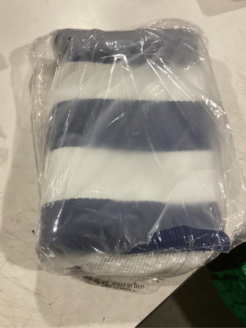 Condition photo showing Good Condition for duraaamo nautical navy white stripe rug 3' x 5' 4th of july door mat summer navigation welcome doormat for larger doorway front porch patio wide entryway beach house farmhouse modern coastal decor navy and white 3' x 5' heavy cord