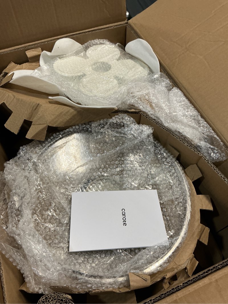 Condition photo showing Good Condition for ( incomplete missing pieces) carote pots and pans set, nonstick cookware sets, 21pcs induction cookware kitchen set non stick cooking set w/frying pans & saucepans (pfos, pfoa free) cream white 21 piece