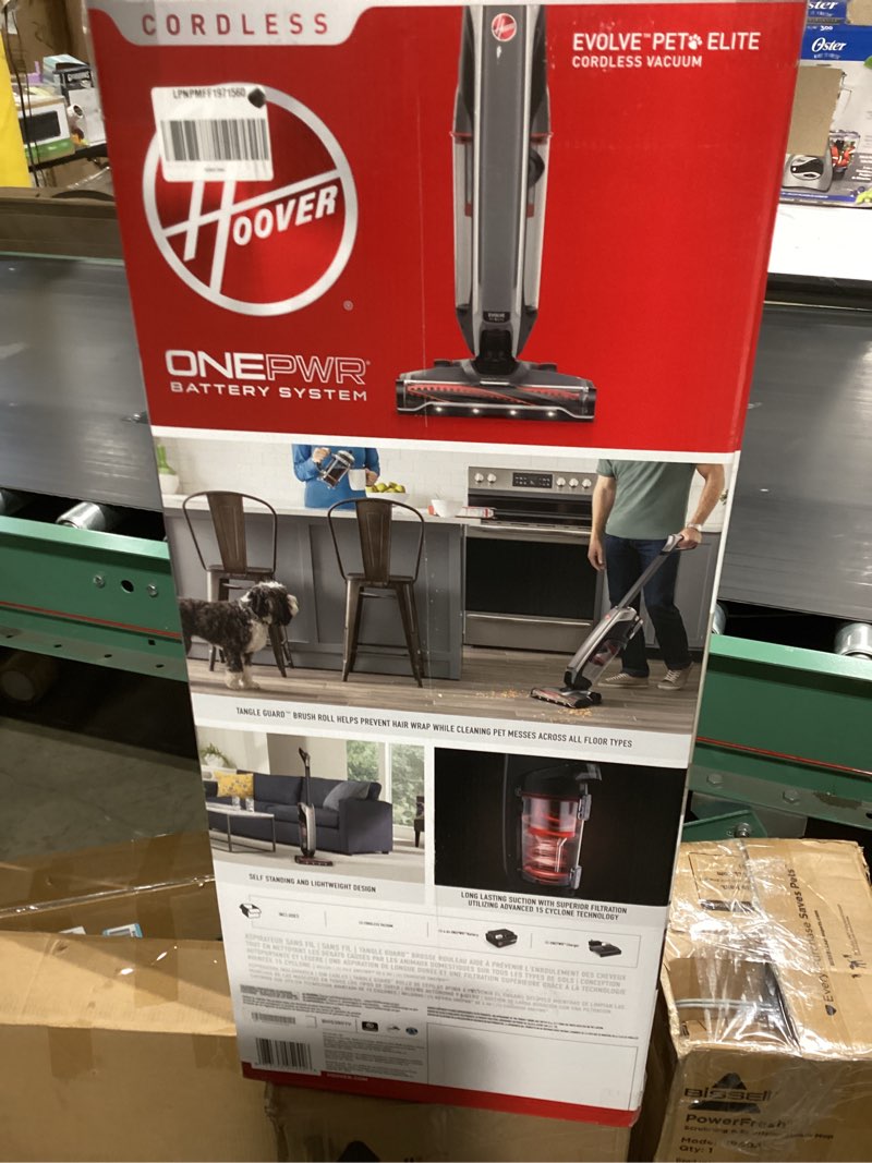 Condition photo showing As Is for hoover onepwr evolve pet elite cordless vacuum cleaner, lightweight stick vac, small upright vacuum cleaner, ideal for pet hair, xl dirt cup capacity, cordless vacuum cleaners for home use