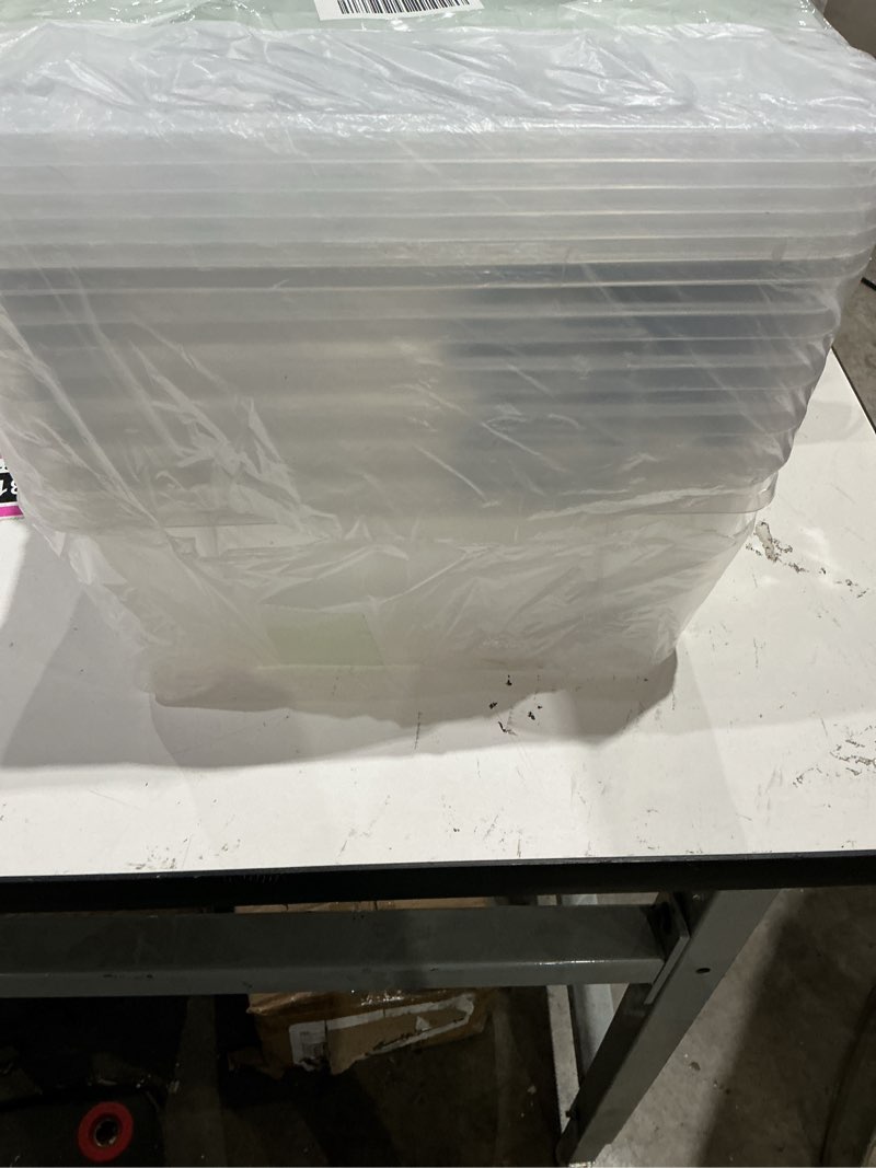 Condition photo showing New/Like New for wyt clear storage latch bins, 6-pack storage organizer box with handle and lids, 5-litre