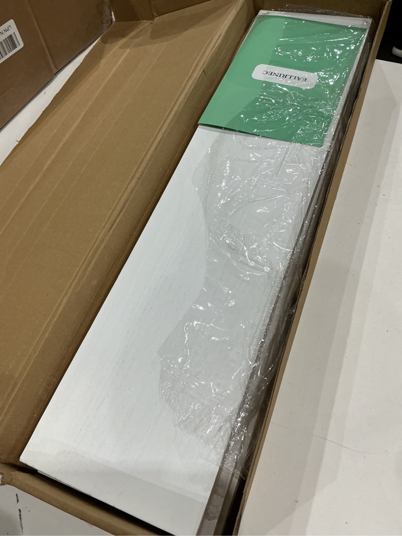 Condition photo showing Good Condition for floating shelves, 24 inches easy to install wall mounted shelves, set of 3, rustic wood shelves for wall decor, storage shelves for living room (white) white 24 in