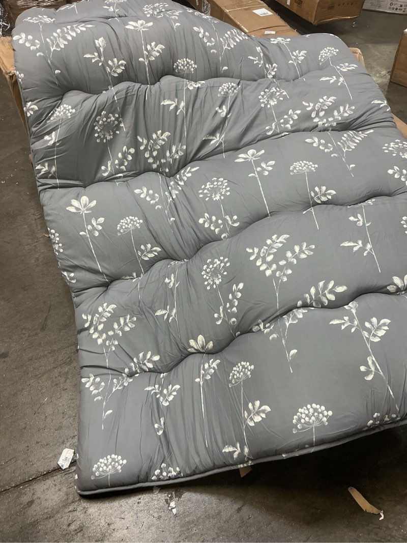 Condition photo showing As Is for japanese style futon mattress floral print floor mattresses for sleeping camping travel, portable & foldable design, grey/twin size