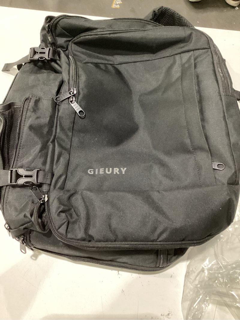 Condition photo showing As Is for gieury carry on backpack, 50l travel backpack, luggage backpack tsa flight approved laptop backpack for men & women, large expandable 40l daypack lightweight business weekender bag, black