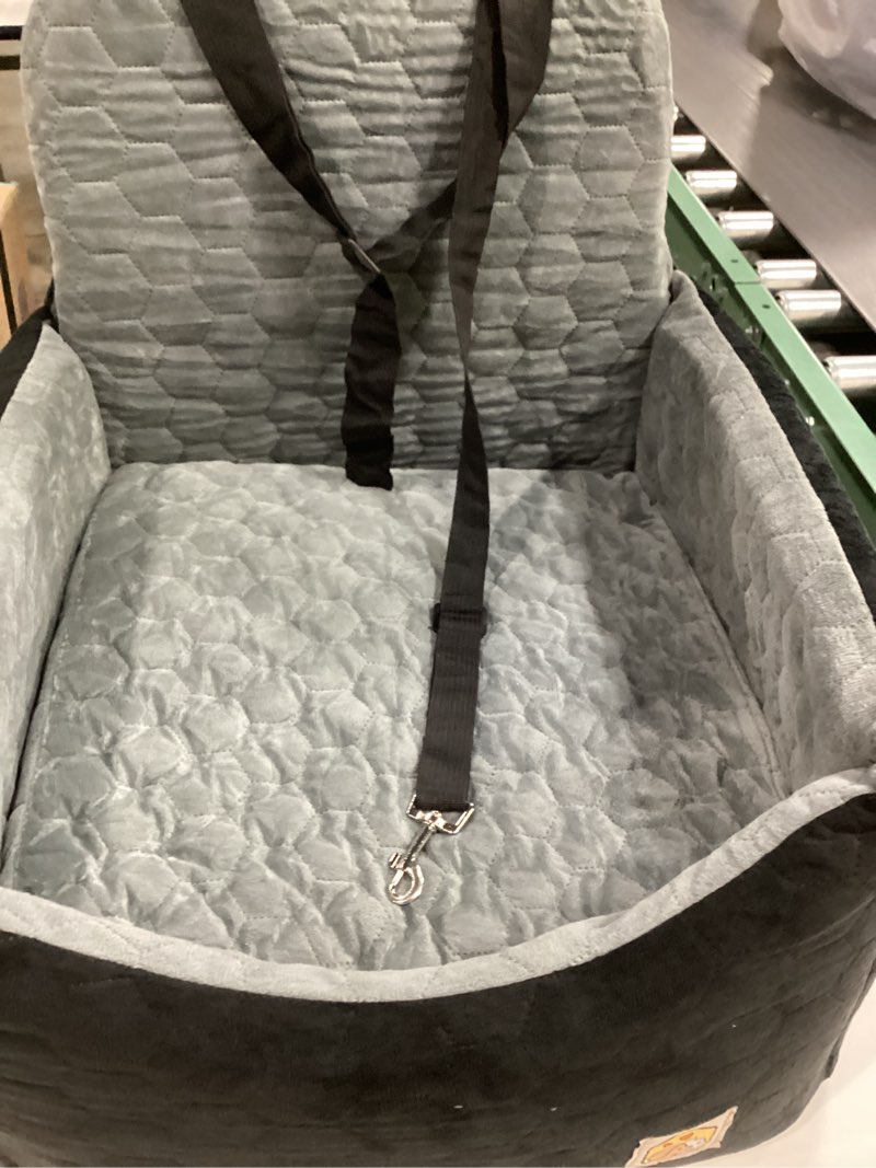 Condition photo showing Good Condition for Dog Car Seat for Small Dog, Booster Seat for Dogs Under 30lb, Elevated Pet Seat with Pockets, Anti-Slip Bed for Car, Perfect for Front & Back Seats with Safety Leash (Black/Grey, Medium) Black/Grey Medium