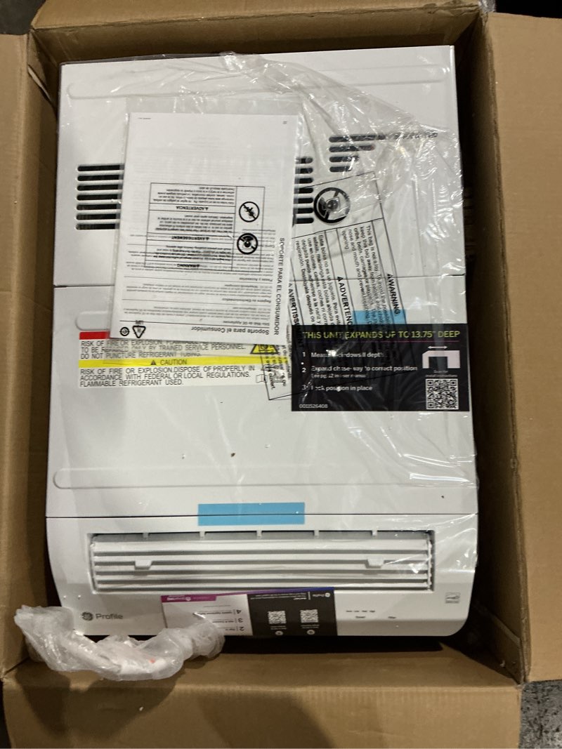 Condition photo showing Good Condition for ge profile clearview inverter window air conditioner unit, 12,200 btu, energy efficient cooling up to 550 sq ft., ultra quiet, smart home capable, includes remote, white 12200 btu inverter white