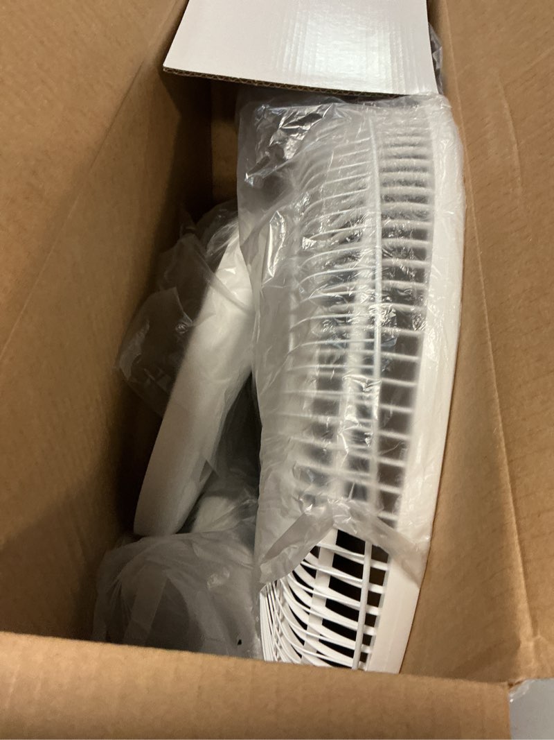 Condition photo showing Good Condition for comfort zone 16 inch table fan with adjustable tilt, wide area oscillation, quiet air circulator fan for bedroom, 3 speed desktop fan for home office, push button controls, white