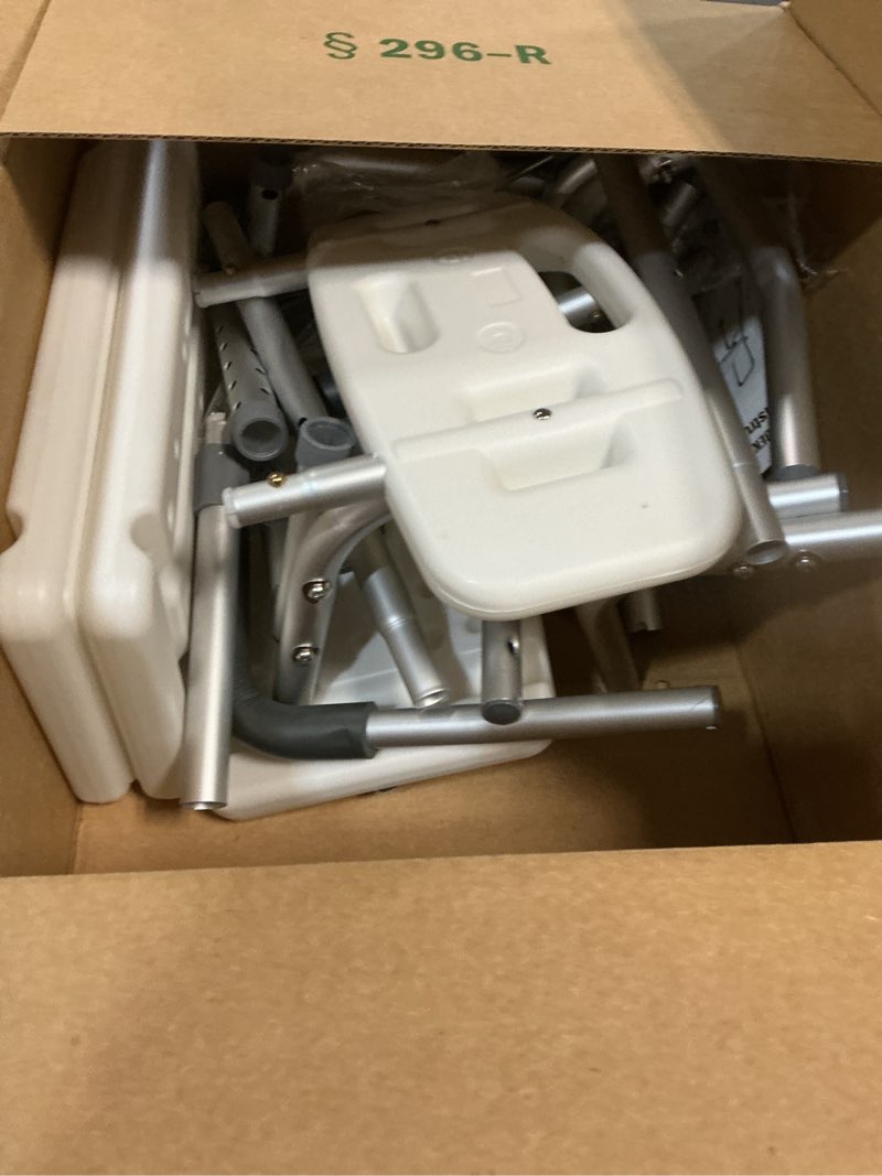 Condition photo showing As Is for Tub Transfer Bench for Bathtub, Height Adjustable Shower Bench with Backrest, Shower Chair Bath Seat for Elderly, Seniors, Arm Support for Transfer White Large