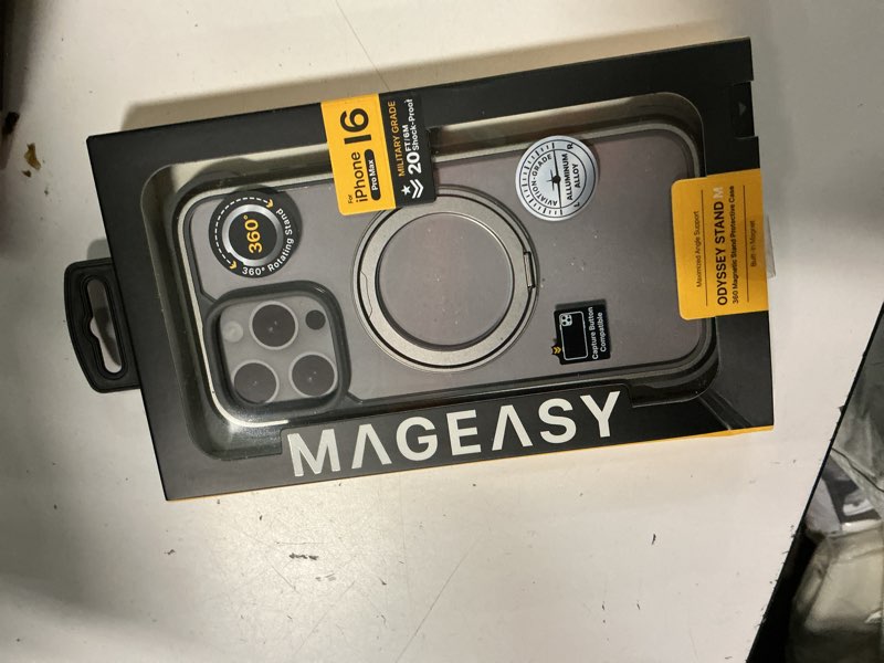 Condition photo showing New/Like New for mageasy designed for iphone 16 pro max case with 360° rotatable stand - [camera control button coverage] 20ft ultimate drop protection, compatible with magsafe, aluminum frame | odyssey stand m iphone 16 pro max (6.9") cc_titanium