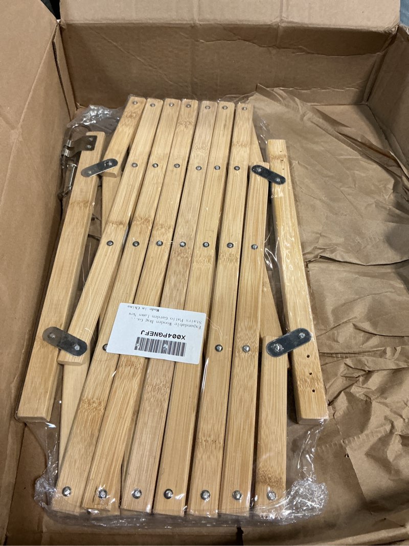 Condition photo showing Good Condition for expandable wooden dog gate, retractable accordion pet gate, small medium pet dog fence safety protection for doorway stairs patio garden lawn