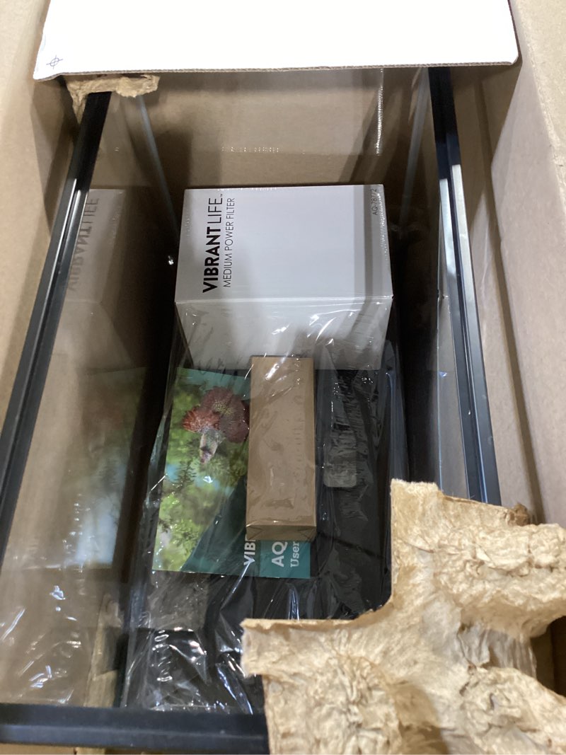 Condition photo showing New/Like New for vibrant life 10 gallon aquarium starter kit with blue & white led lights