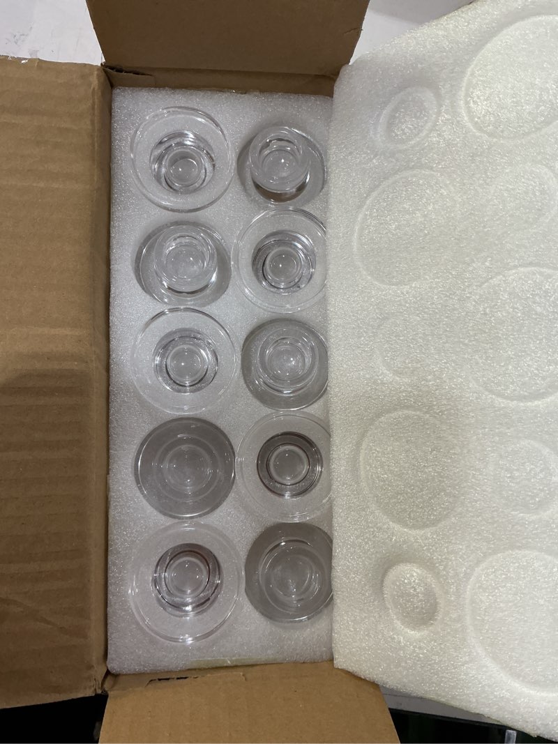 Condition photo showing New/Like New for glasseam glass tapered candlestick holders: 10pcs small taper candle holders bulk clear candle sticks holder decor short modern candle holder for table centerpiece wedding christmas dinner party clear 10