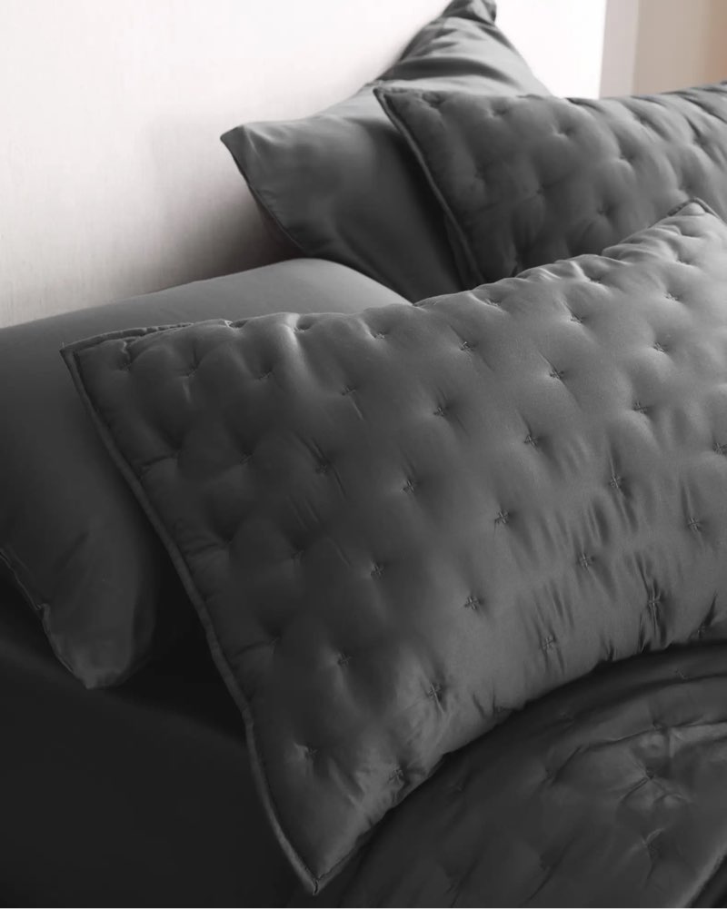 (1pcs)bamboo dream quilted sham set color: charcoal(20in x 36in)