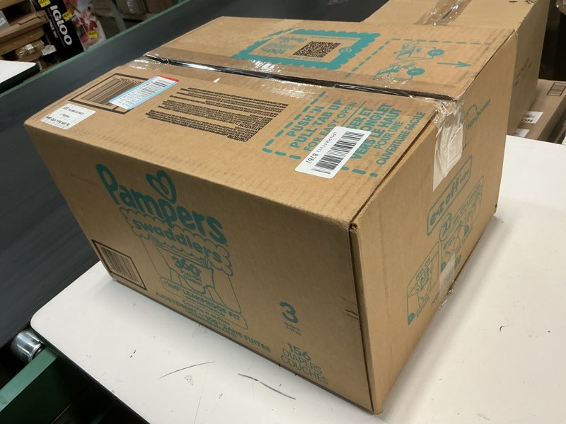 Condition photo showing New/Like New for pampers diapers - swaddlers 360° - size 3, 156 count, up to 100% leakproof comfy dry fit, designed for easy changes, pull on baby diaper (packaging may vary) size 3 156