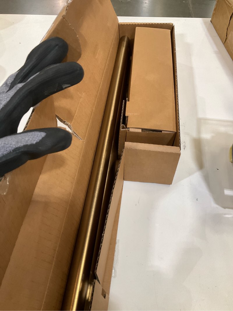 Condition photo showing As Is for ivilon drapery treatment window curtain rod - acrylic ball 1 inch pole. 28 to 48 inch. warm gold 28" to 48" warm gold