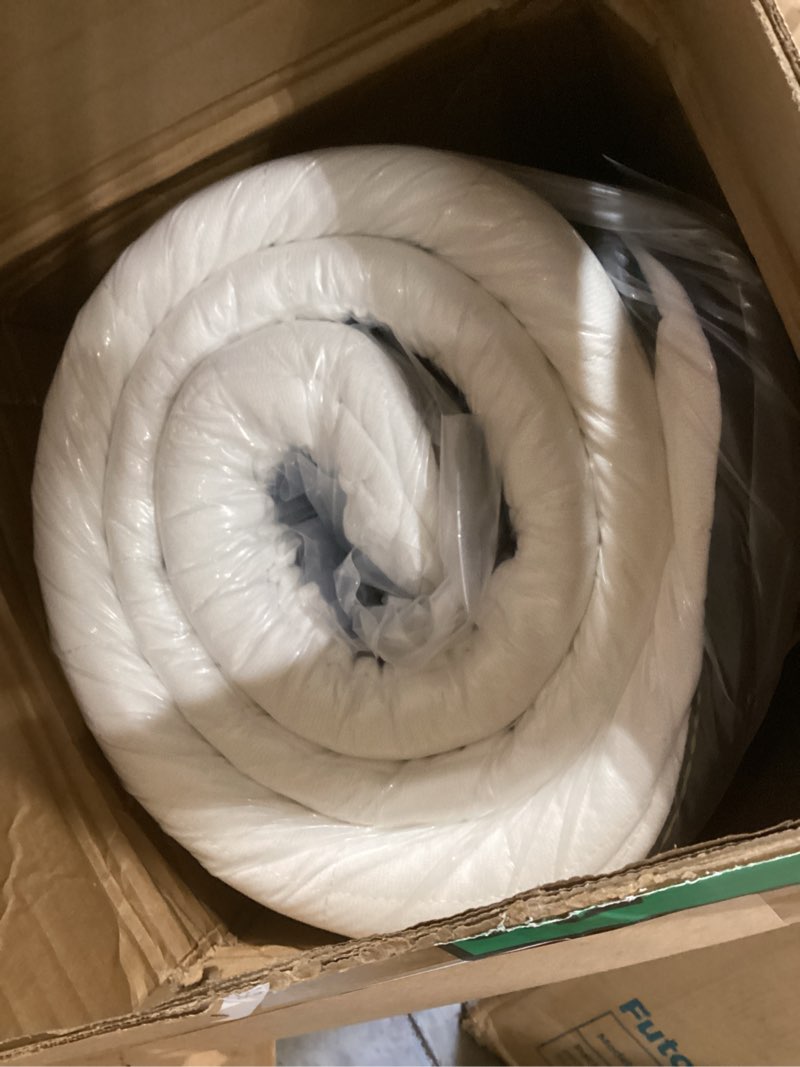 Condition photo showing New/Like New for queen mattress 12 inch, medium firm hybrid mattress in a box, memory foam & individually pocketed springs for pressure relief & motion isolation, strong edge support, white & black 12 inch queen