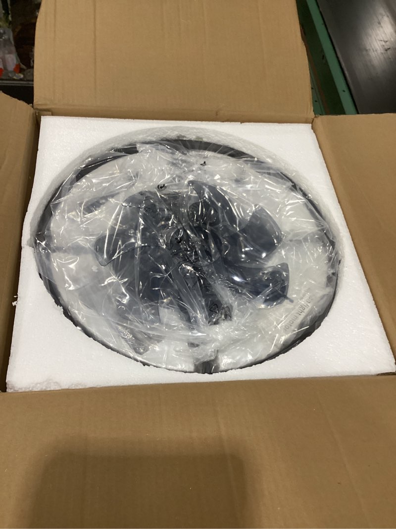 Condition photo showing New/Like New for Black Caged Ceiling Fan with Lights Flush Mount Ceiling Fan with Remote Control 18 Inch Industry Metal Low Profile Fan for Farmhouse Dining Room Bedroom Kitchen Living Room Black 18 inch