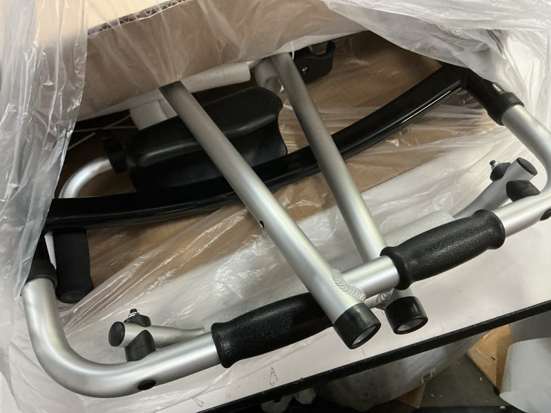 Condition photo showing Good Condition for dual-wheel stand up walker with ball bearing wheels & armrest pad - aluminum standard walker for seniors, height adjustable platform walker with arm support, foldable design with storage bag, silver upright support + storage bag 47.5" height - double wheels