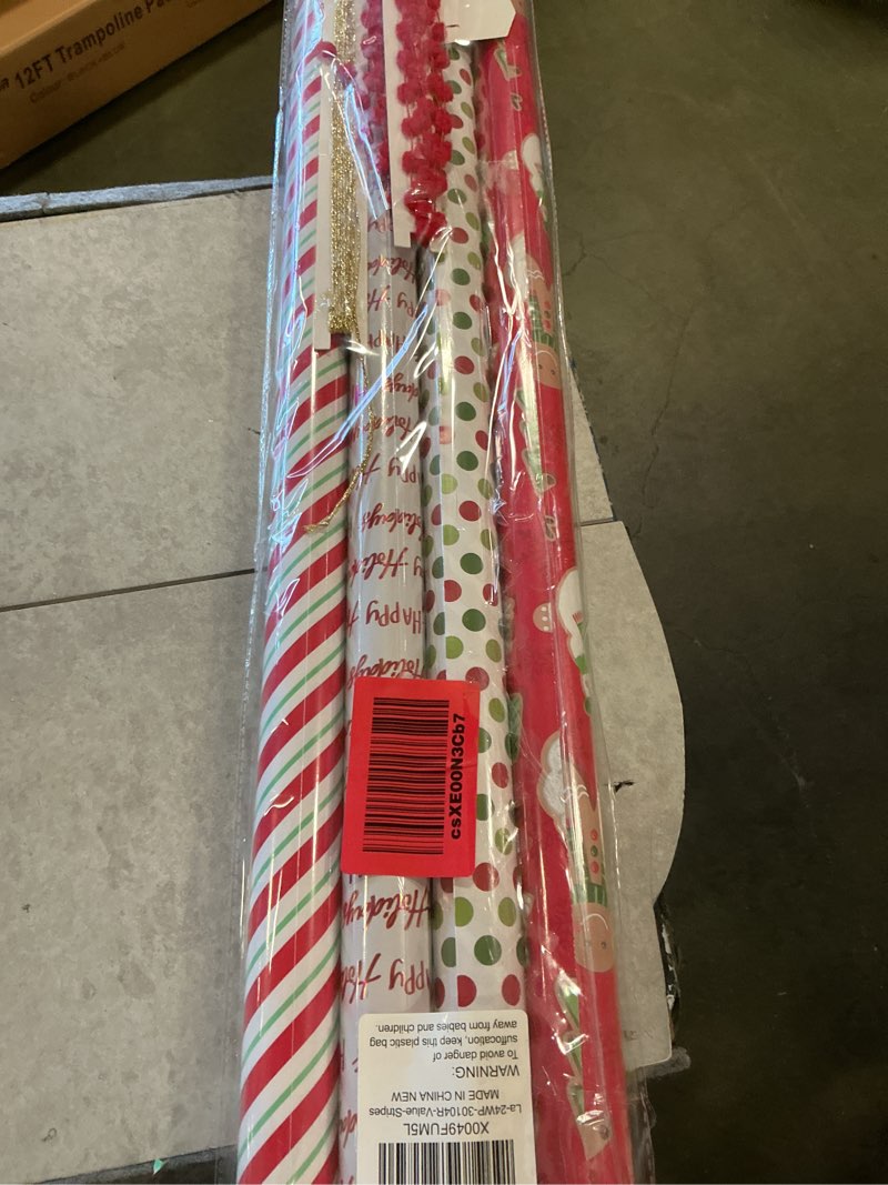 LaRibbons Christmas Wrapping Paper Set, Holiday Gift Wrap with Classic Deer/Red White Plaid/Berries Design, Perfect for Season Party, Xmas Presents & Decoration, 30 Inch X 10 Feet-4 Rolls
