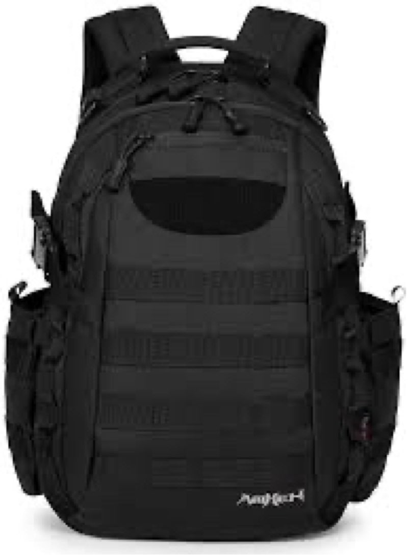 21L Small Tactical Backpack | Fit 12 Inch Laptop, Water Bottle Holder, 1050D fabric, Molle, Daily Work, Travel, Hiking (Black)