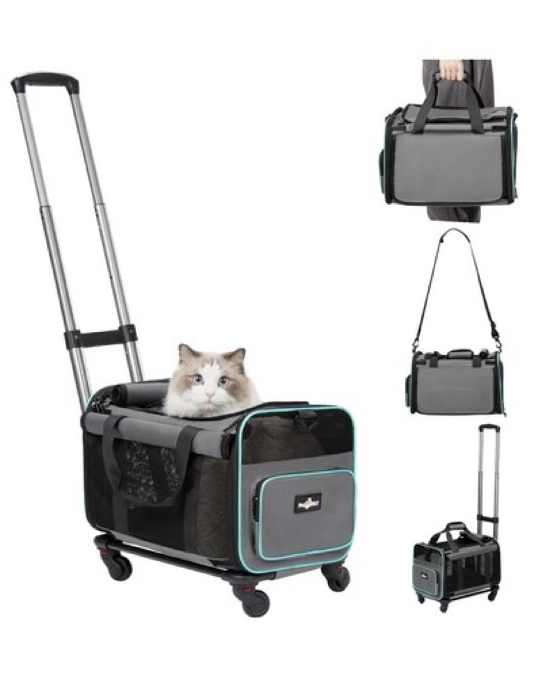 rolling pet carrier airline approved rolling cat dog carrier paw ballet