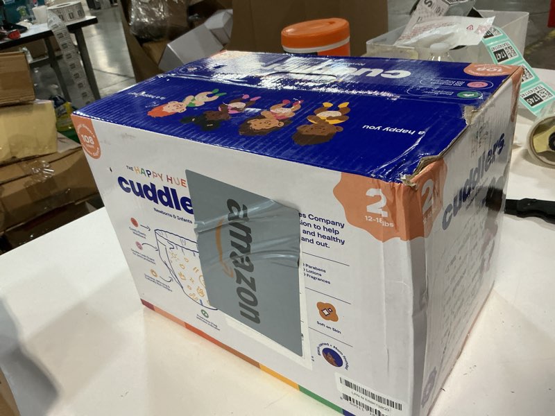 Condition photo showing New/Like New for happy hues cuddlers disposable diapers size 2, 12-18 lbs, 108 count | shea butter, wetness indicator, leak protection, ultra-soft unisex, full coverage size 2 108