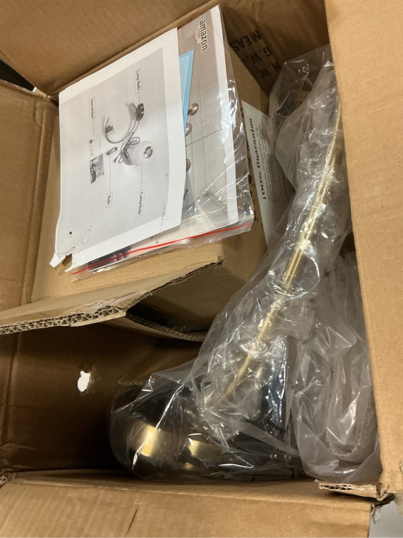Condition photo showing New/Like New for KCO Lighting Mid-Century Bedside Table Lamp Modern Glass Ball Desk Lamp Gold Reading Lamp Moon Shape Metal Table Light for Bedroom Living Room Office