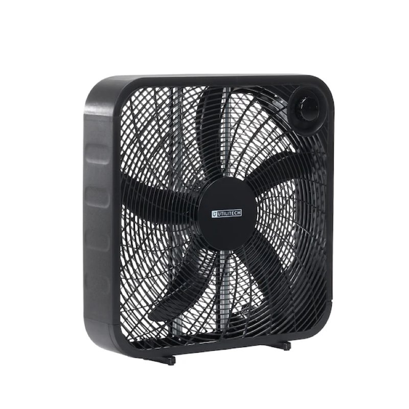 utilitech 20-in high velocity indoor box fan, in black