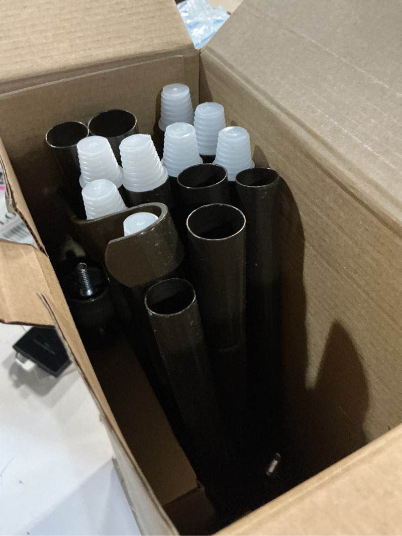 Condition photo showing Good Condition for bay window curtain rods, hotozon 7/8 inch heavy duty curtain rods for bay windows 48-84 inch(center rod), 32-58 inch side rods for windows, decorative drapery rod with end cap finials, antique bronze antique bronze 48-84" (3 sides)
