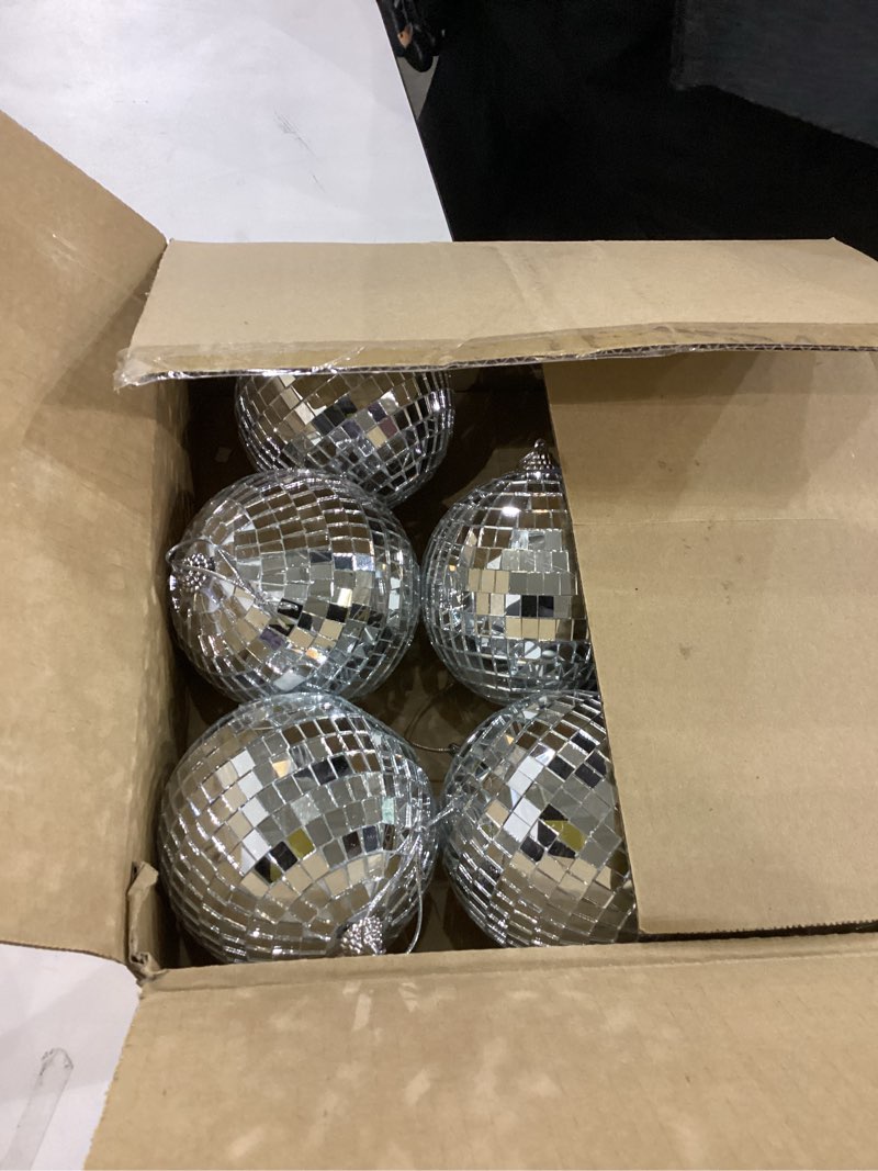 Suwimut 9 Pack Mirror Disco Ball, 4 Inch Small Mirror Ball Ornaments Silver Hanging Disco Balls with