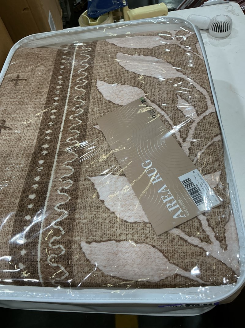 Condition photo showing New/Like New for nicetown 8x10 area rug, natural throw rug for living room, washable thin carpet for bedroom, non-slip stain resistant foldable large carpet pet & kids friendly for dining room 96"w x 120"l (pack of 1) natural