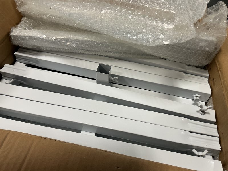 Condition photo showing Good Condition for wokceer 10 ft backdrop stand heavy duty pipe and drape kit, adjustable white backdrop stands for wedding photo booth background birthday party exhibition decoration 10 ft x 10 ft white-10 e