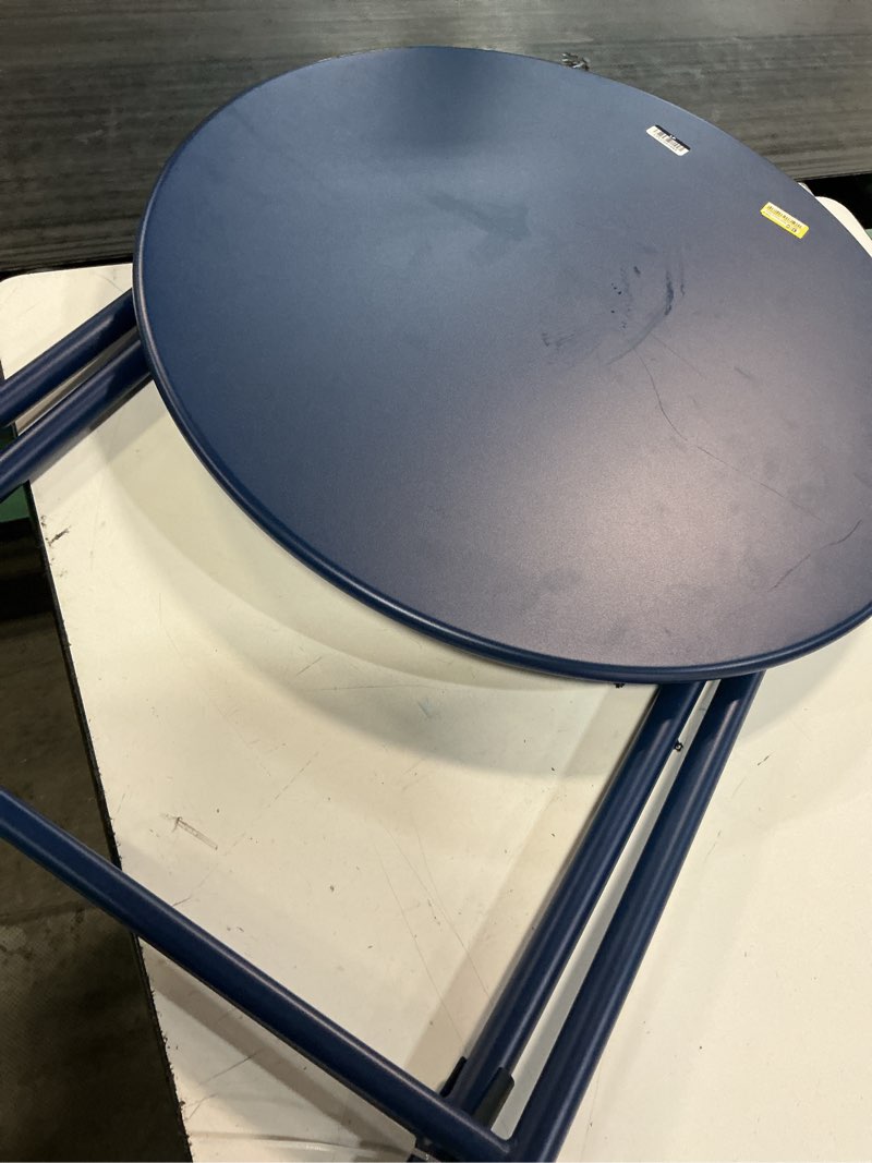 Condition photo showing Good Condition for metal round open weave bistro patio end table navy blue - threshold™