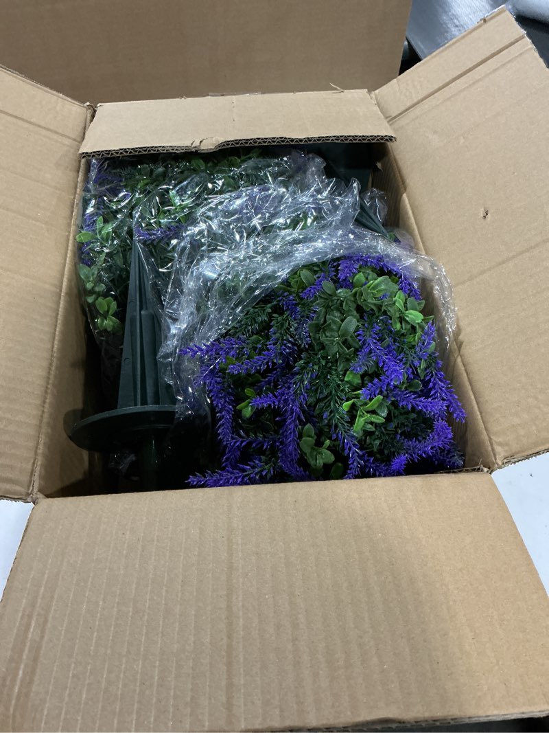 FAJUNZH Artificial Topiary Bushes for Outdoors with Spike, Boxwood Ball Fake Shrubs UV Resistant Fau