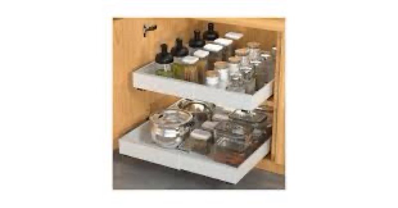 (Only 1) DEKAVA 2 Pack Pull Out Cabinet Organizer Expandable, Adhesive with Nano Film, Pull Out Drawers for C