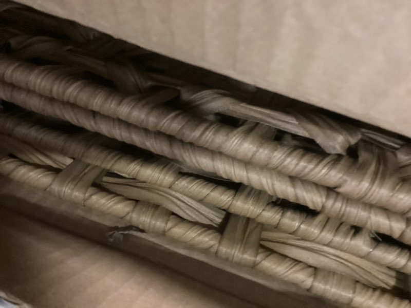 Condition photo showing As Is for Laundry Hamper with 3 Removable Liner Bags; 132L Handwoven Rattan Laundry Basket with Lid & Heightened Feet; Clothes Hamper with Side Handles; Laundry Sorter with 3 Separate Sections (Natural) 132L (25.98x13x26.57 Inches) Natural