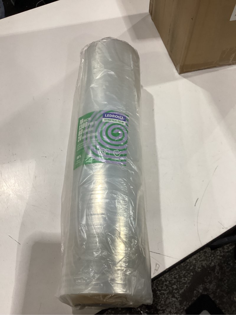 Condition photo showing New/Like New for 4 roll stretch wrap for moving with wrap holders - 18in wide, 1300ft plastic stretch wrap roll for packing, wrapping furniture, pallet, luggage, boxes - clear shrink film - moving supplies 18 in / 1,300 ft 4 roll